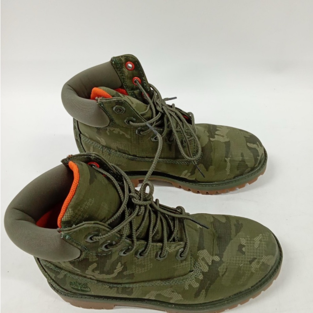 Timberland Green Camouflage Boots with Orange Lining